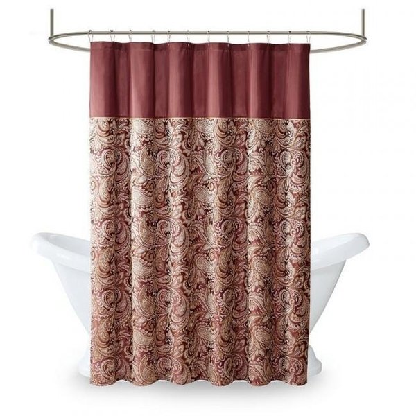 Madison Park Madison Park MP70-3034 Aubrey Polyester Jacquard Shower Curtain; Burgundy - 72 x 72 in. MP70-3034